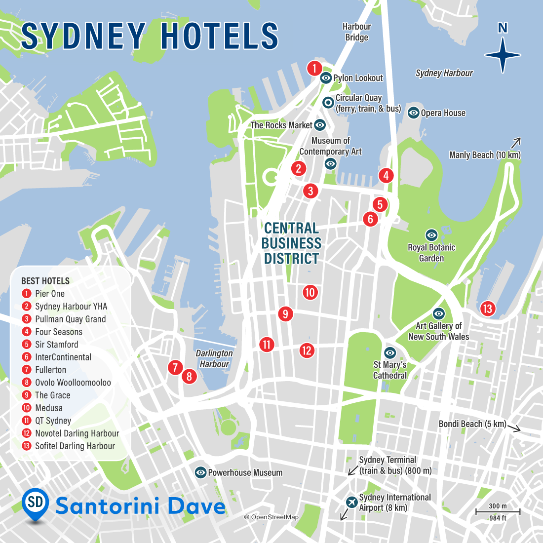 Map of Sydney Hotels and Neighborhoods