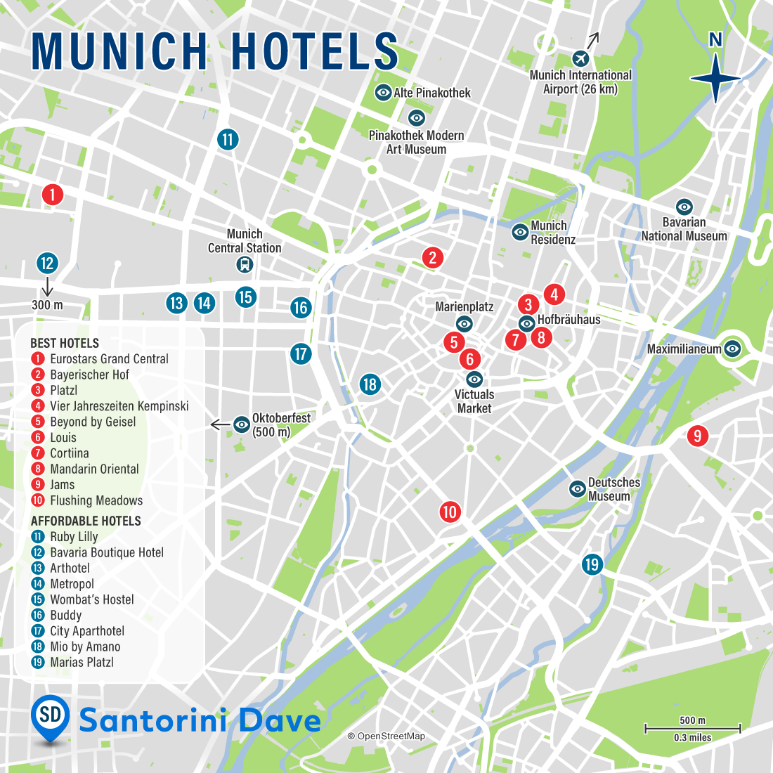 Map of Munich Hotels and Neighborhoods