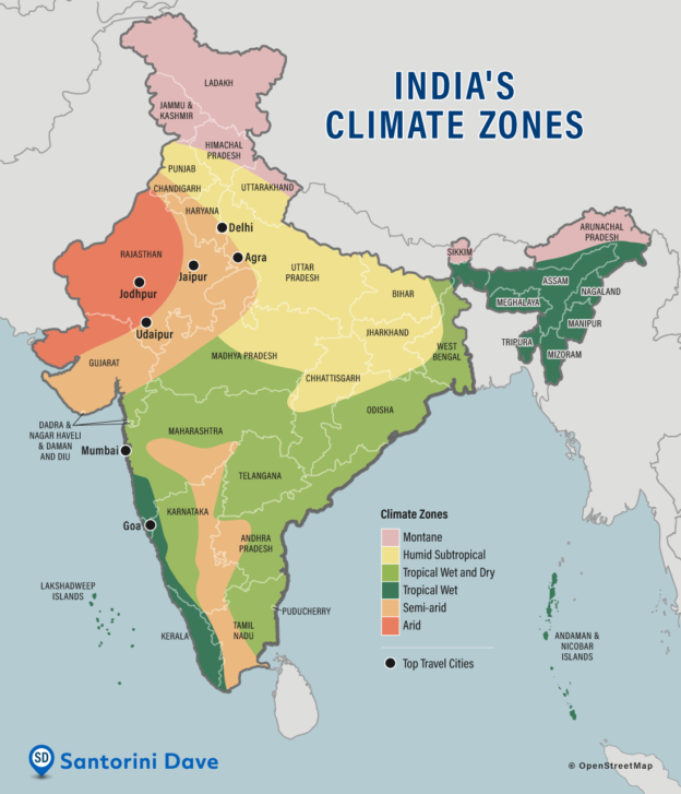 Climate Zones Map Of India