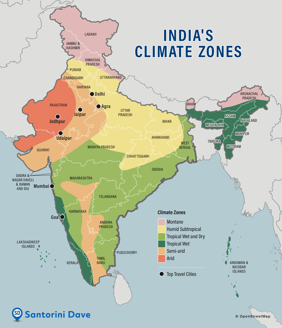 Climate zones in India.