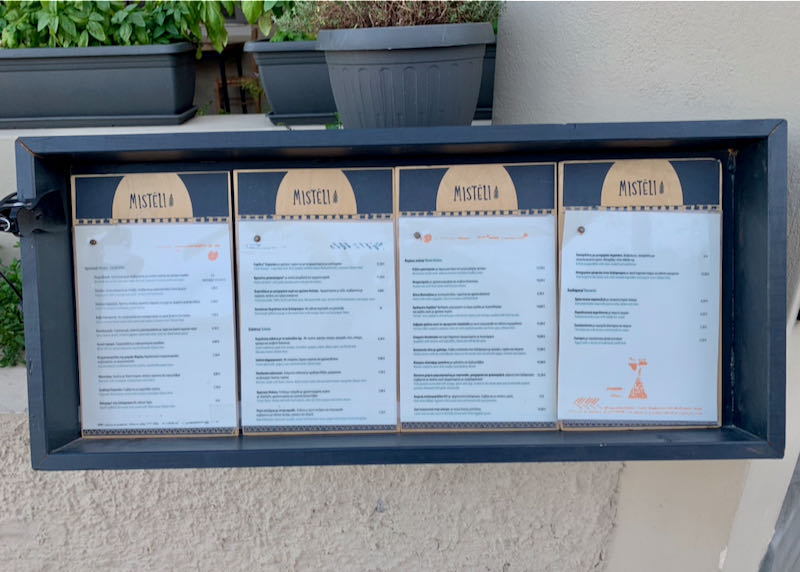 Misteli Restaurant menu