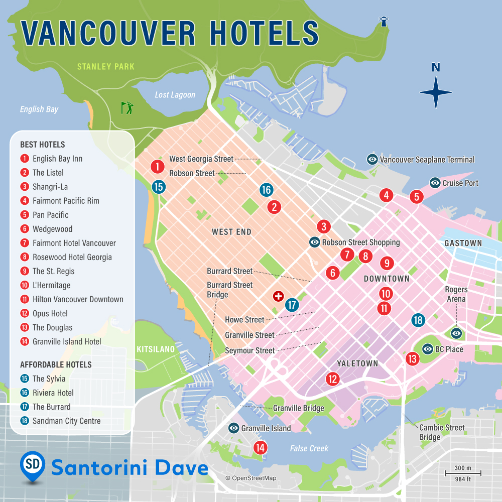 Map of Vancouver Hotels & Neighborhoods