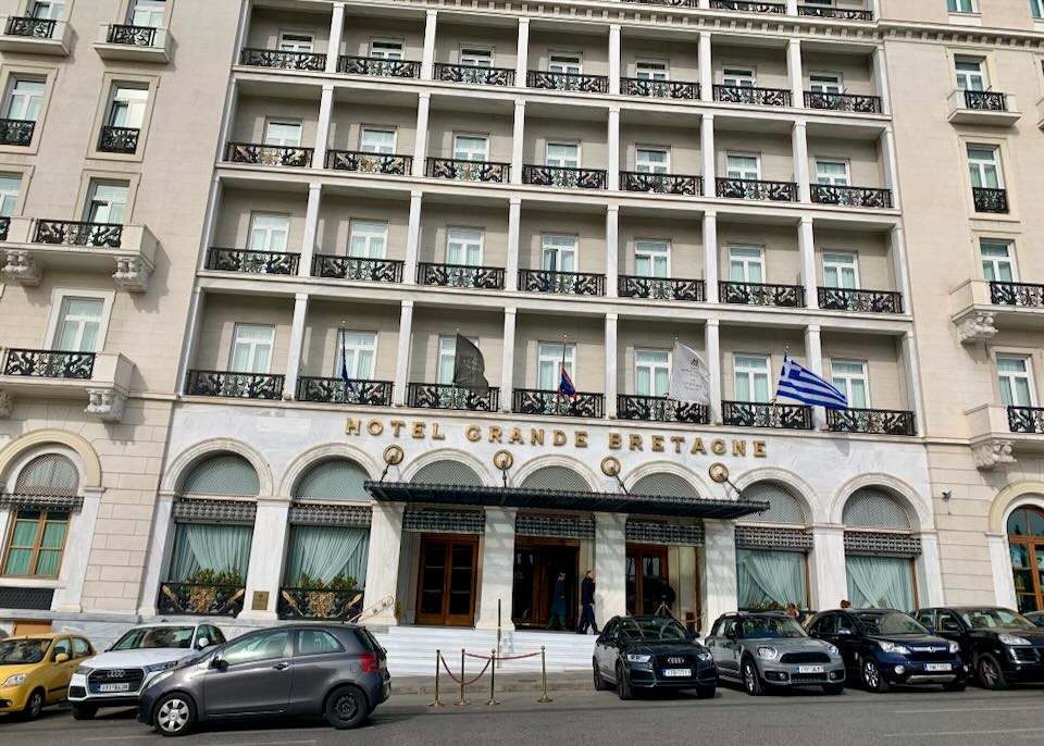 Exterior of the Hotel Grande Bretagne in Athens.