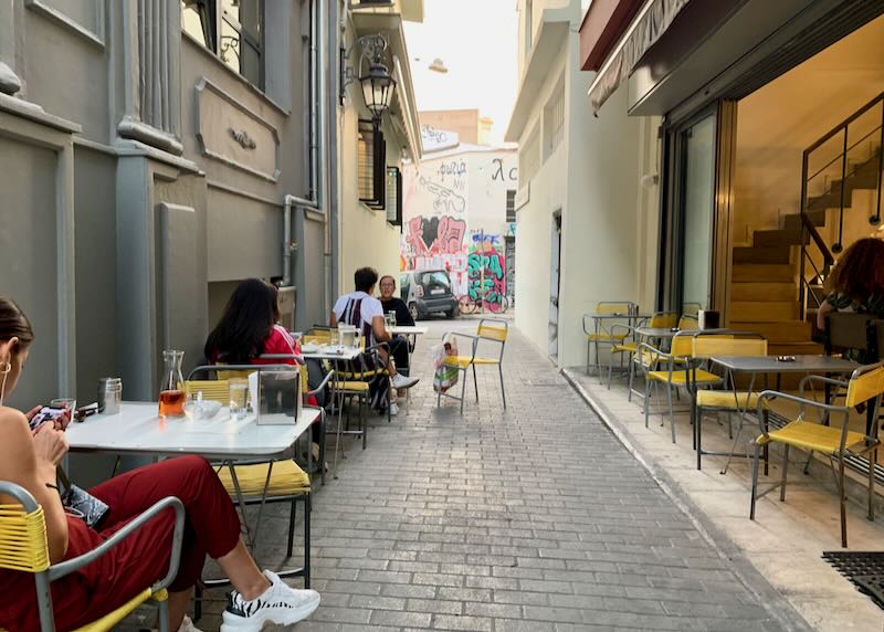 Outdoor seating in the alley