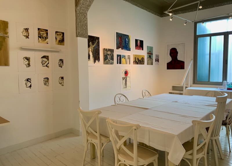 Art exhibition in dining area