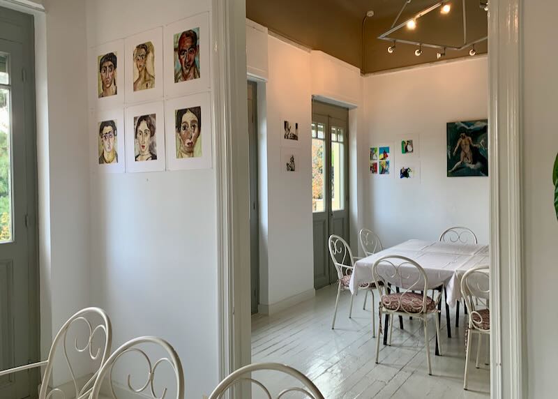 Art exhibition in dining area