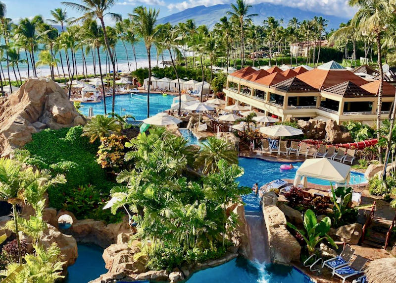 Best resort and water slides at Maui hotel.