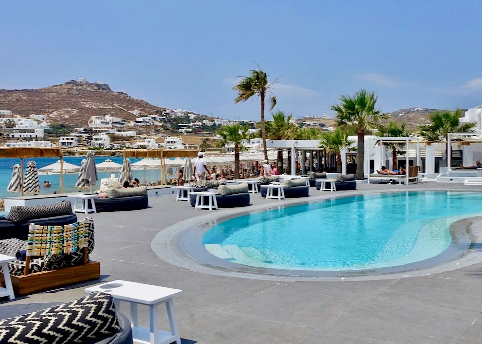 Pool at Mykonos Blanc Beach Hotel in Ornos.