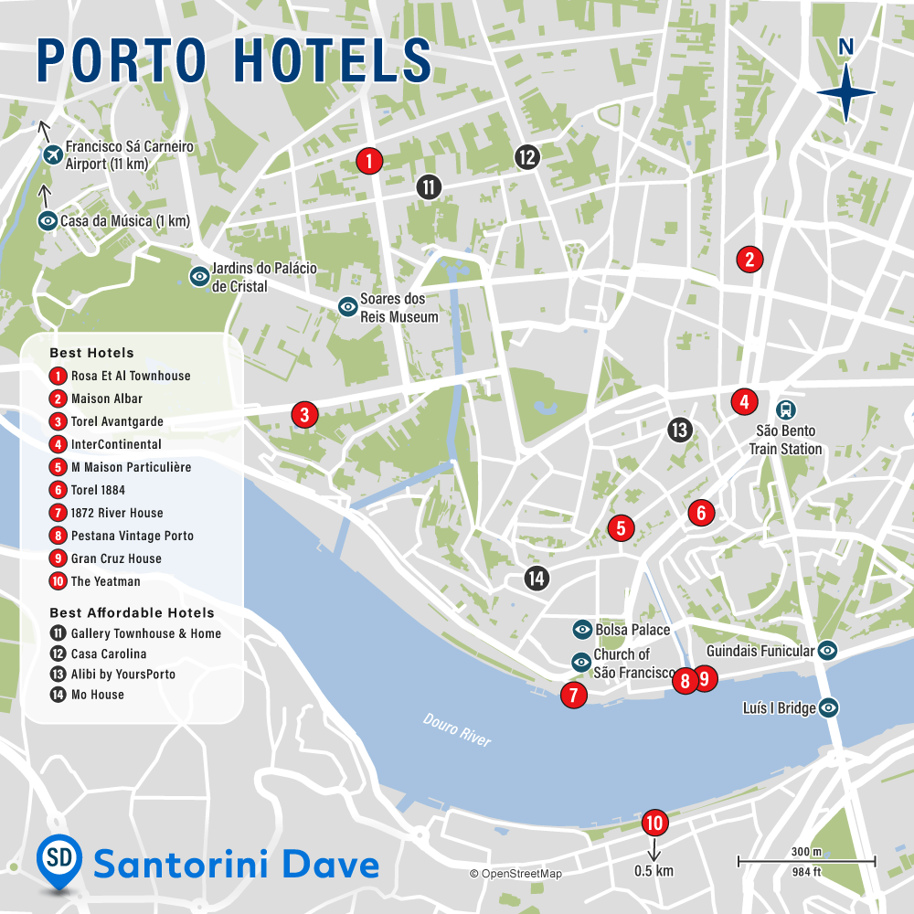 Map of Porto Hotels and Neighborhoods