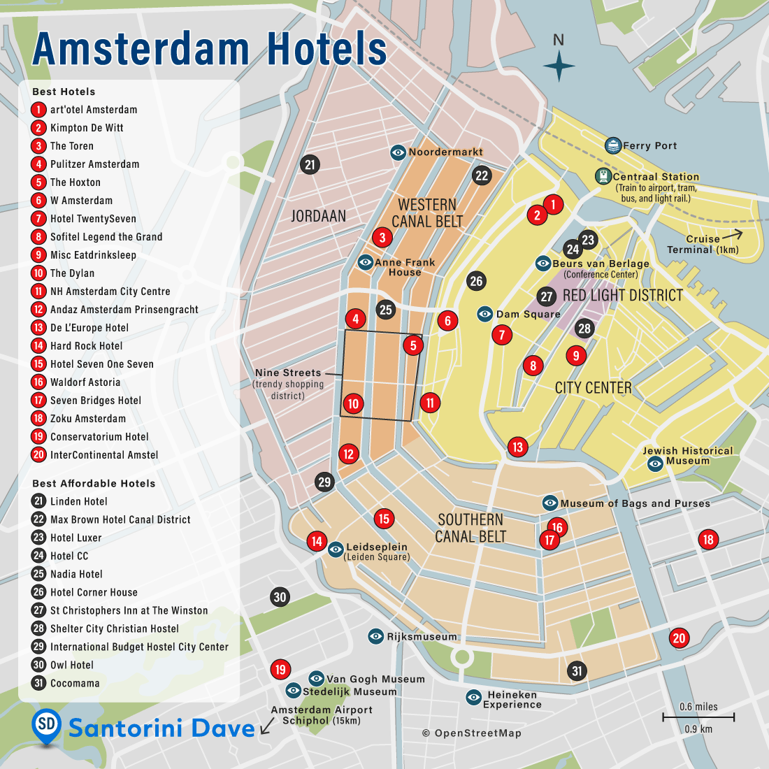Map of Amsterdam Hotels