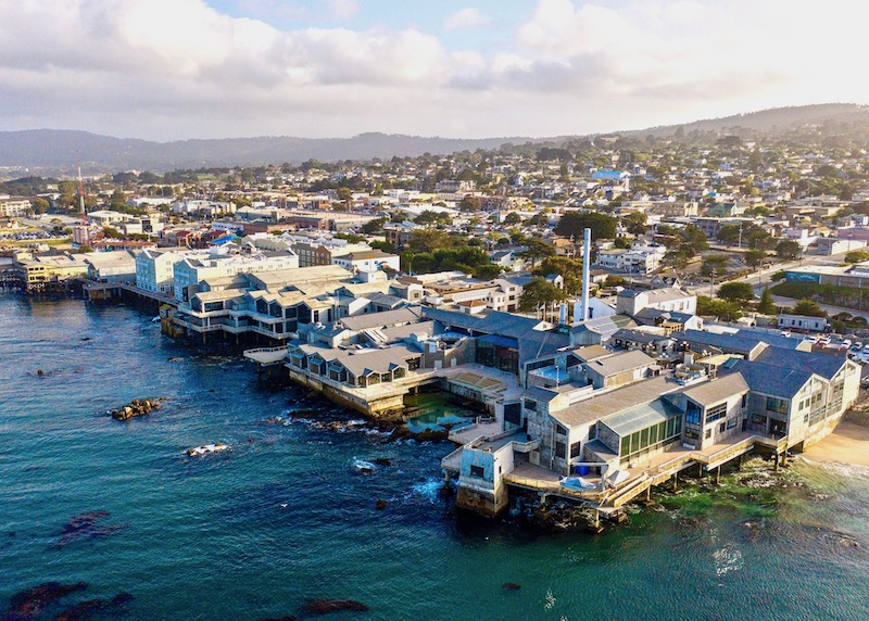 Afternoon view of Cannery Row from the water in Monterey, California