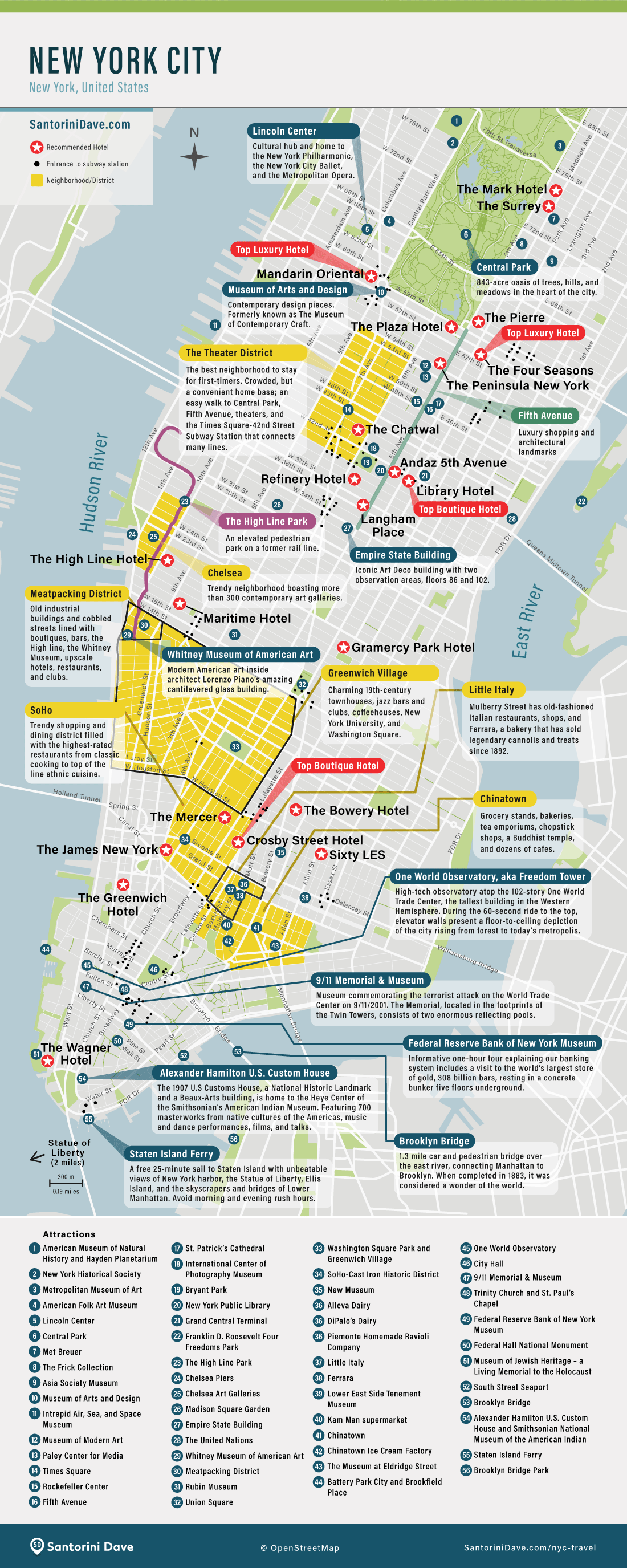 Map of where to stay in Manhattan.