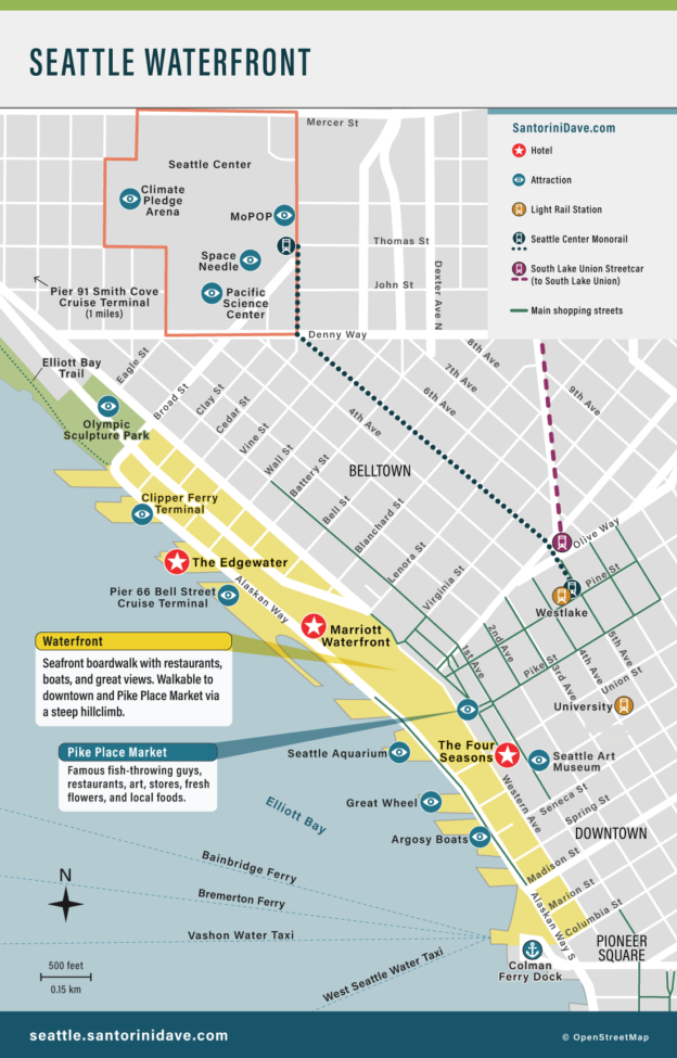 SEATTLE WATEFRONT HOTELS Best Places To Stay With Views   Waterfront Neighborhood Seattle Map 1 624x975 