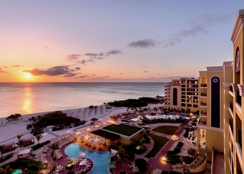 Aruba family beach resort with view.