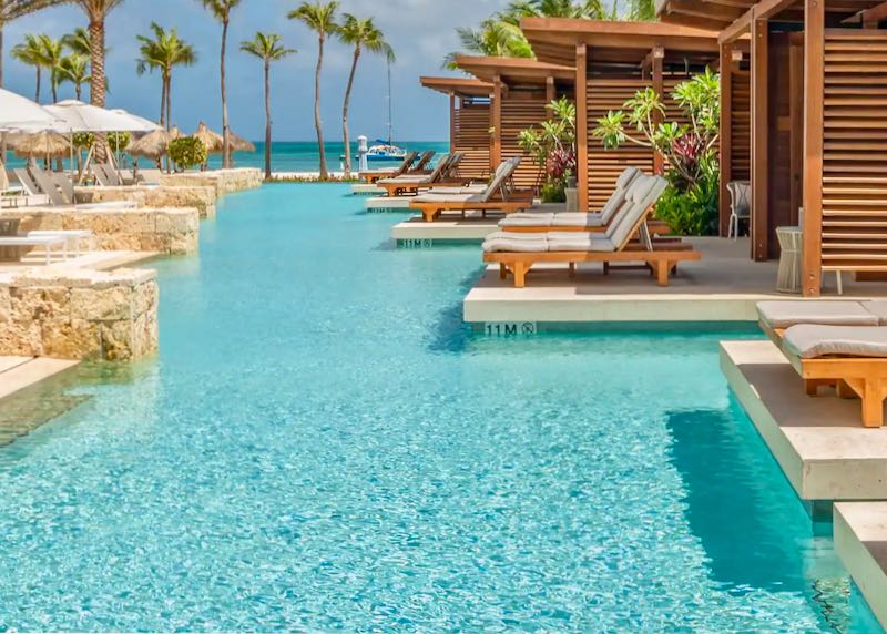 Aruba family beach resort with pool.