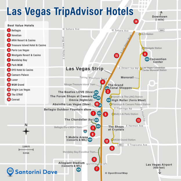 LAS VEGAS HOTEL MAP - The Strip