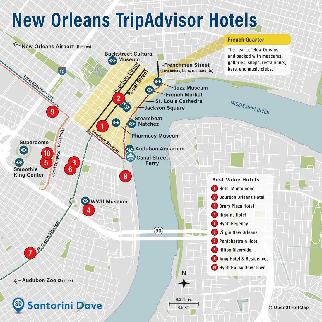 NEW ORLEANS HOTEL MAP Best Areas Neighborhoods Places To Stay