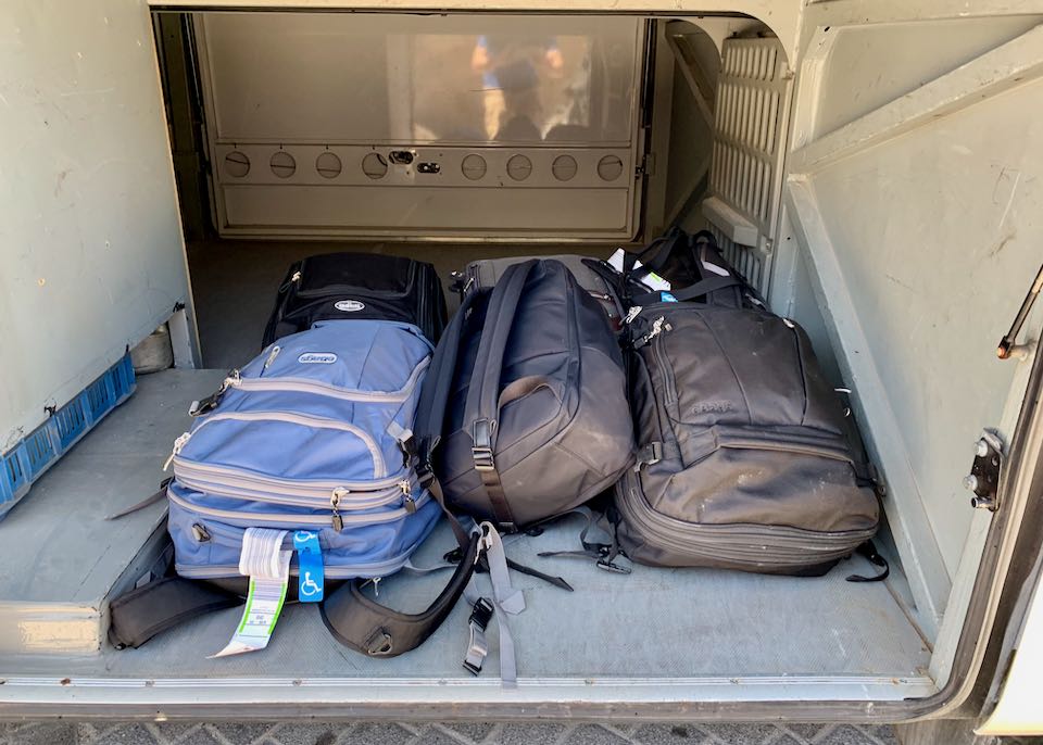Luggage and bags allowed on Santorini buses.