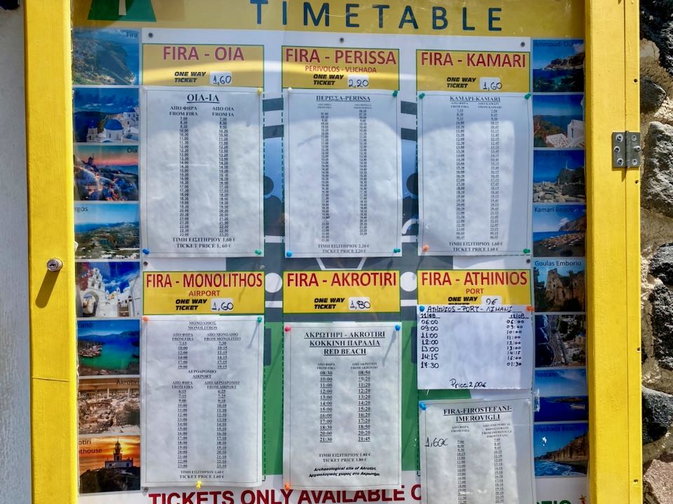 Fira, Santorini bus schedule.
