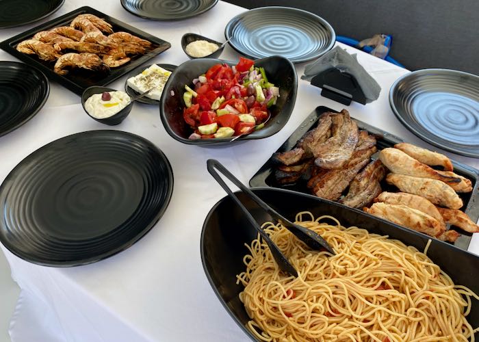 Meals on a Santorini boat tour.