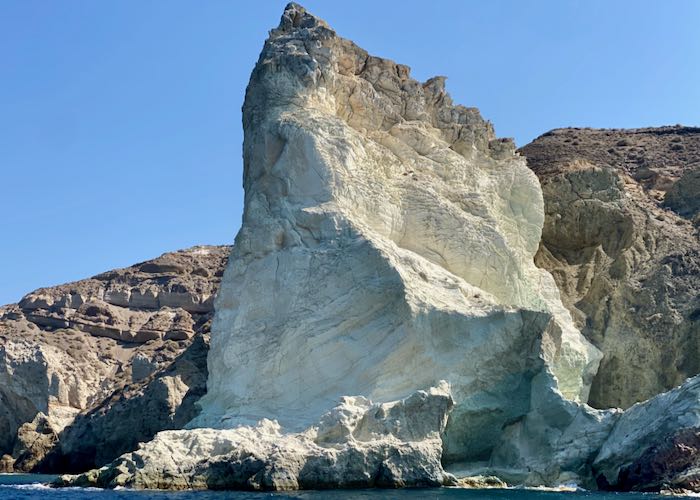 View of cliffs from Santorini boat tour.