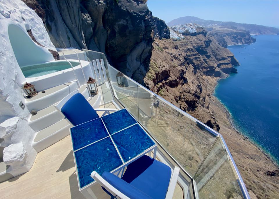 Santorini hotel with private pool and caldera view.