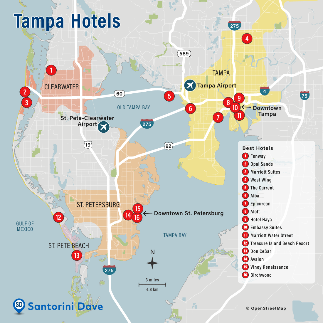 TAMPA HOTEL MAP Best Beach Resorts Places To Stay