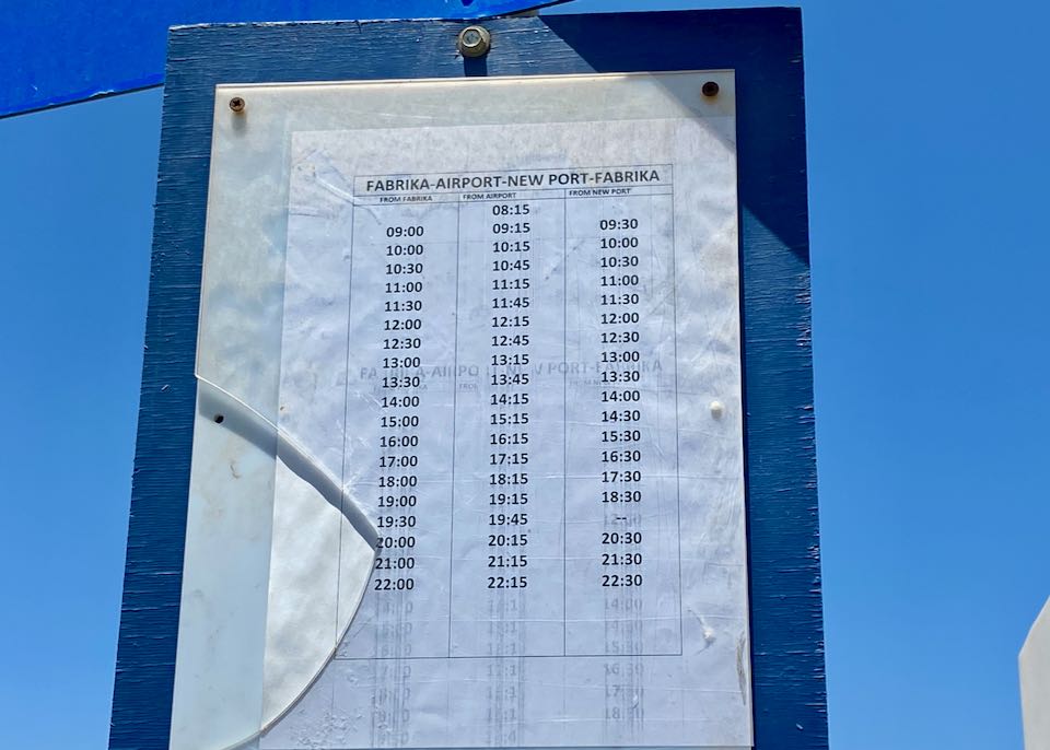 Mykonos airport bus schedule.