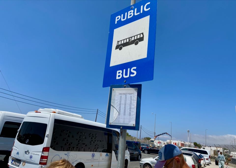 Public bus at Mykonos airport.