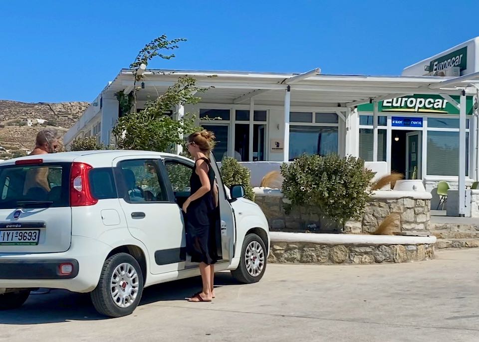 Car rental office near Mykonos Airport.