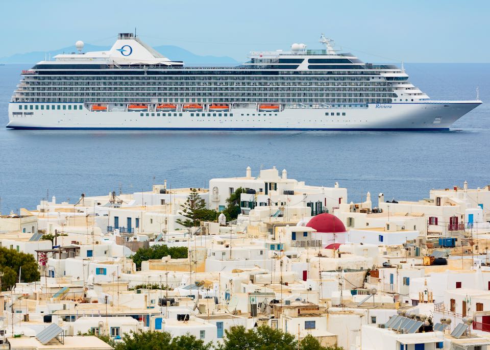 Cruise ship in Mykonos.