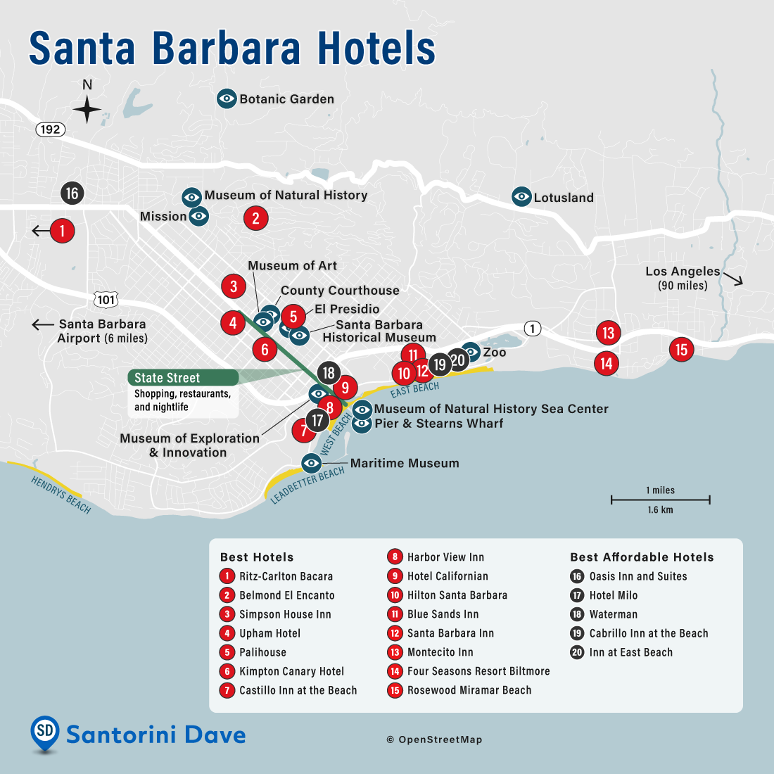Map of Santa Barbara Hotels