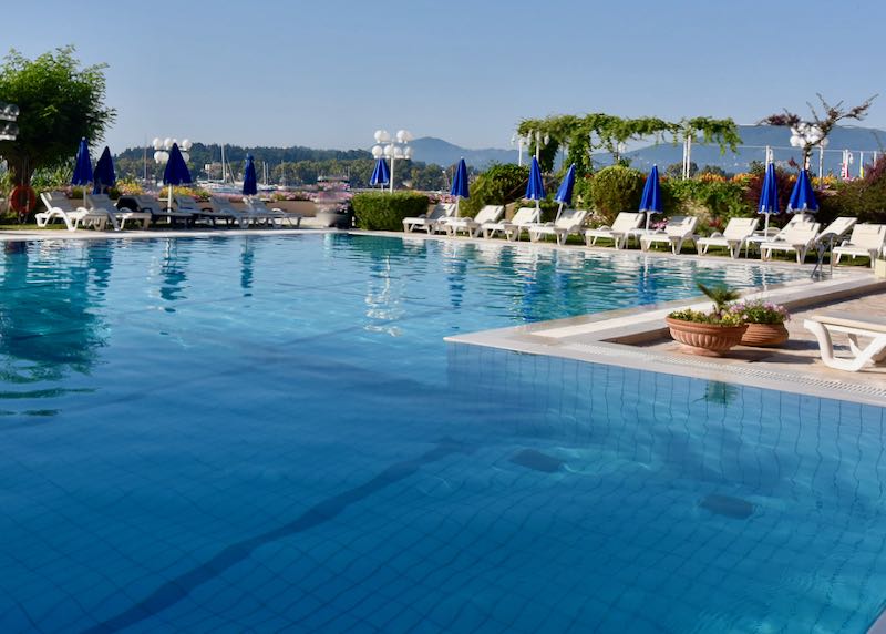 Corfu Town hotel with large swimming pool.