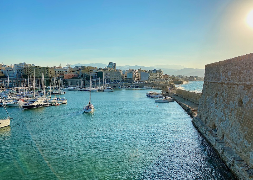 View of Heraklio harbor from Koules Fortress in Crete