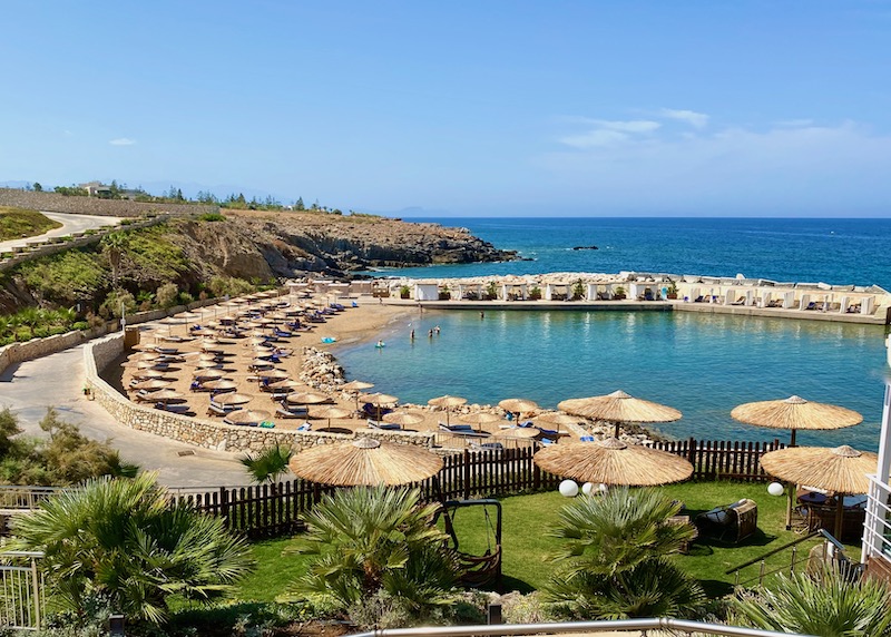 Beach of the Royal Blue Resort in Panormos, Crete