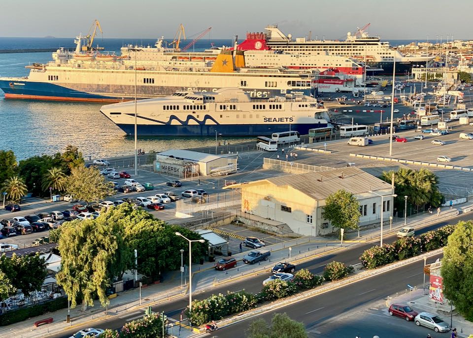 Heraklion ferry port in Crete.