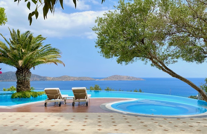 A private pool with a sea view at Elounda Gulf Villas and Suites in Elounda, Crete