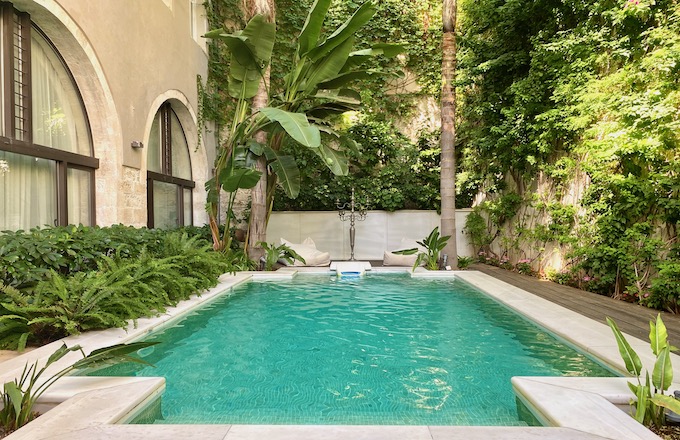 One of the courtyard pools at Rimondi Boutique Hotel in Rethymnon, Crete