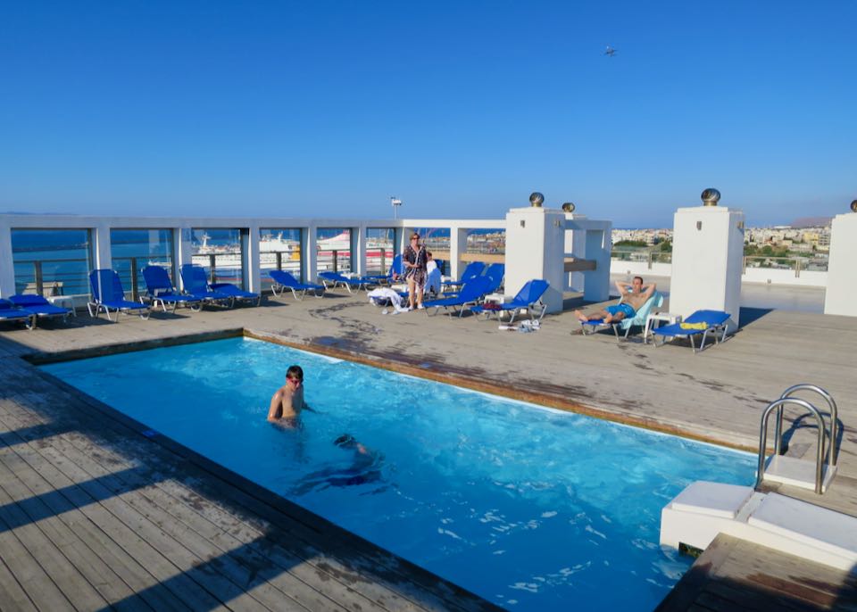 Hotel with pool near Heraklion ferry port.