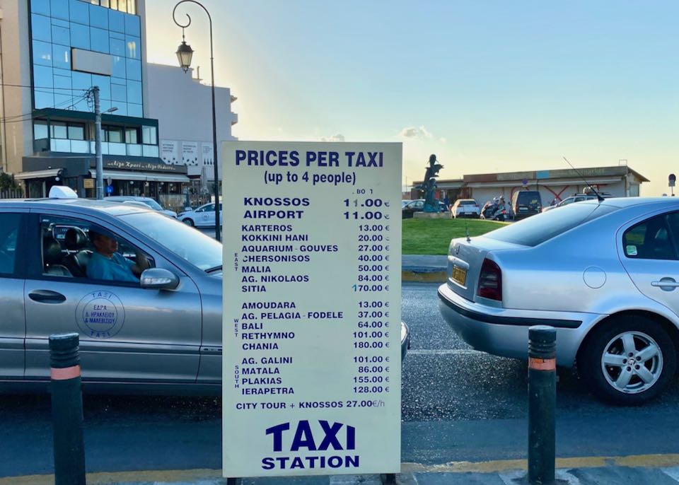 Taxi prices in Heraklion.