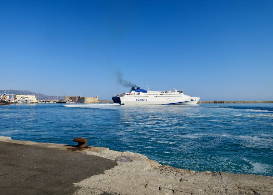 A ferry departing Iraklio Port.