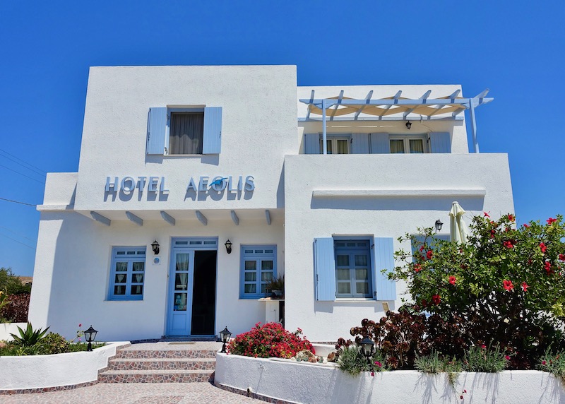 Exterior of Hotel Aeolis in Adamas, Milos