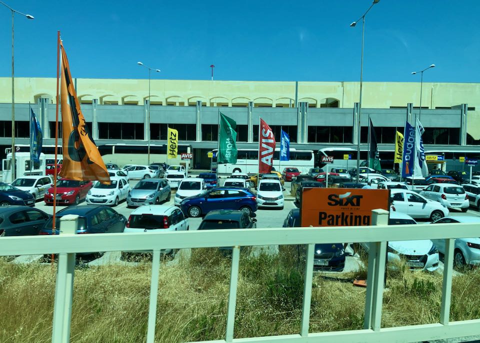 Rental cars at Rhodes airport.
