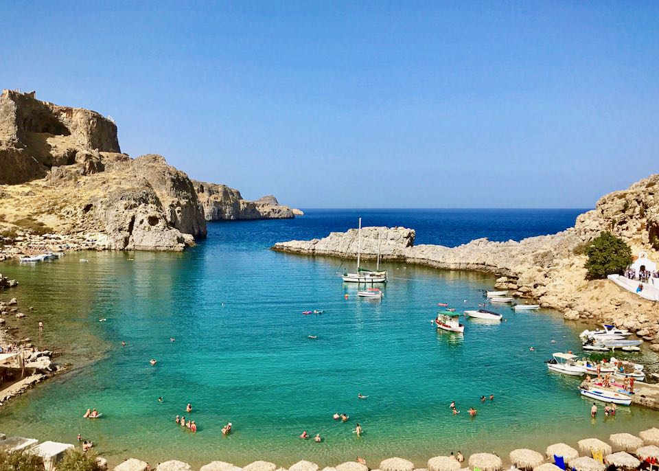 Private boat and beach tour in Rhodes, Greece.