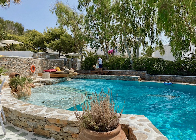 The pool at Anemomilos Hotel in Chora, Folegandros