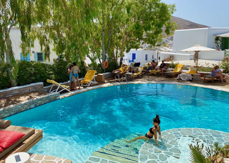 The freeform pool at Anemomilos Boutique Hotel in Chora, Folegandros