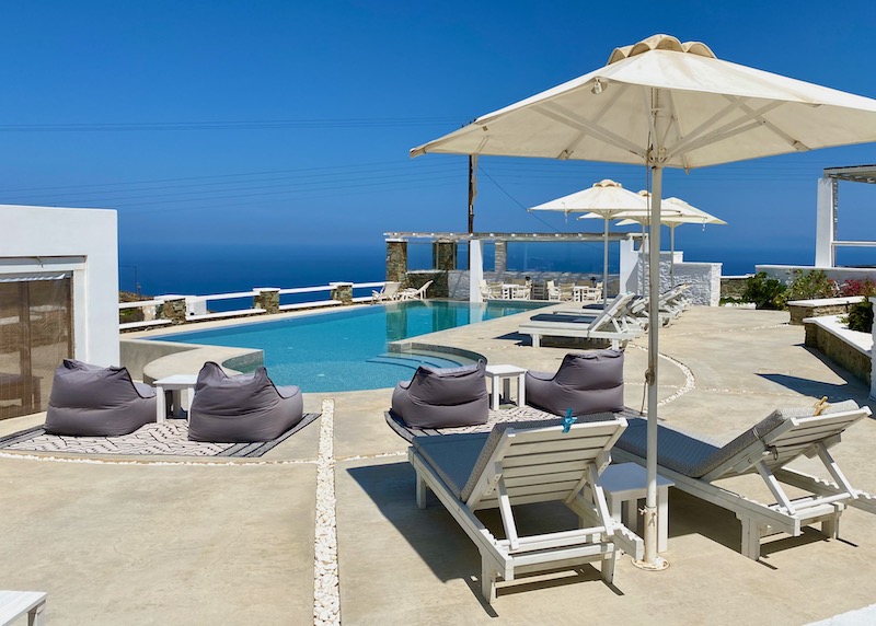 Pool and sea view from Lemon Tree Houses in Ano Meria, Folegandros