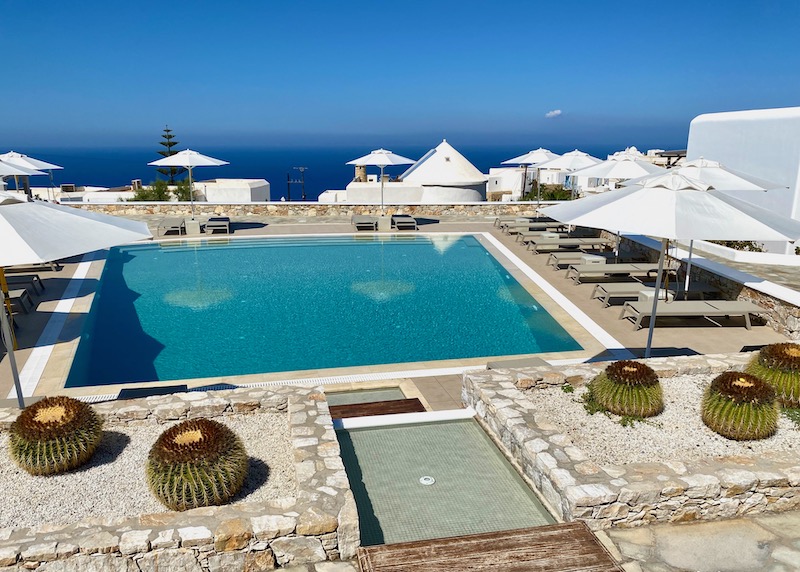 Main pool and sea view from Mar Inn in Chora, Folegandros