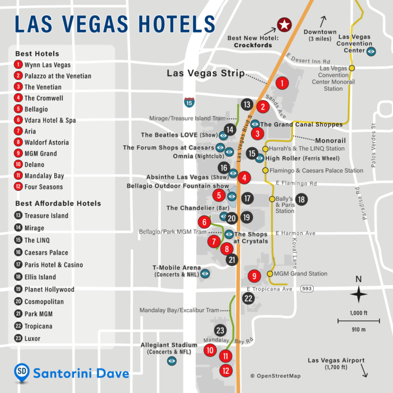 LAS VEGAS HOTEL MAP The Strip