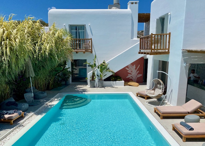 The pool at Adorno Beach Hotel & Suites on Ornos Beach, Mykonos